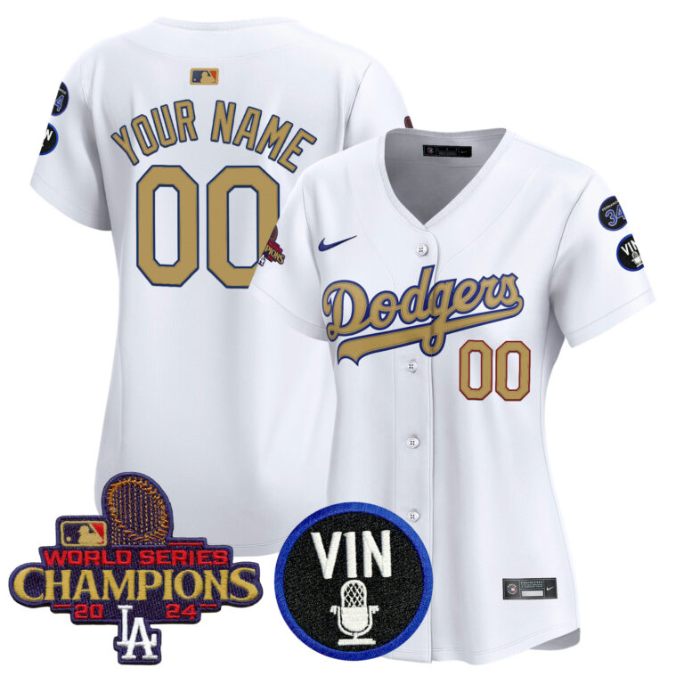 Women Los Angeles Dodgers Custom  Gold Vapor Premier Limited white MLB Nike Jersey 2025 style2